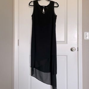 White House Black Market Black Asymmetrical Midi Dress (Size 10)
